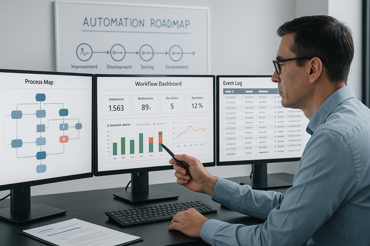 AI process mining and optimization dashboard in enterprise setting