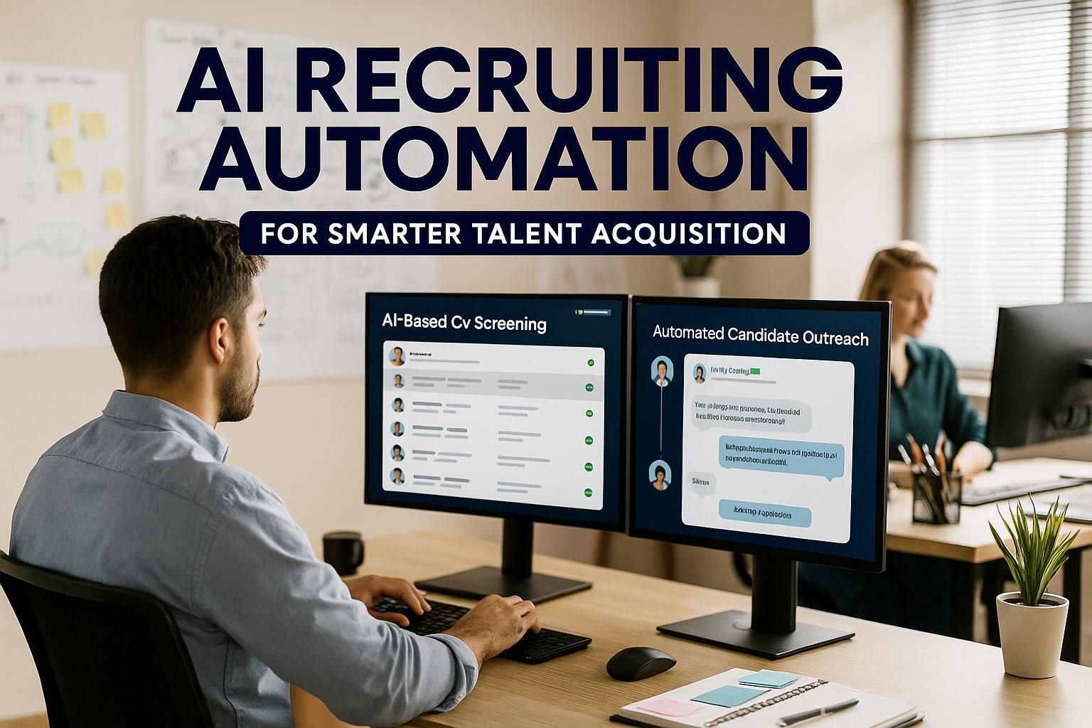 AI recruiting automation in modern HR office environment